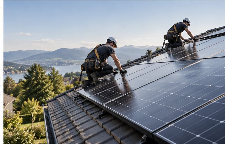 Fachbetrieb montiert Solarmodule
